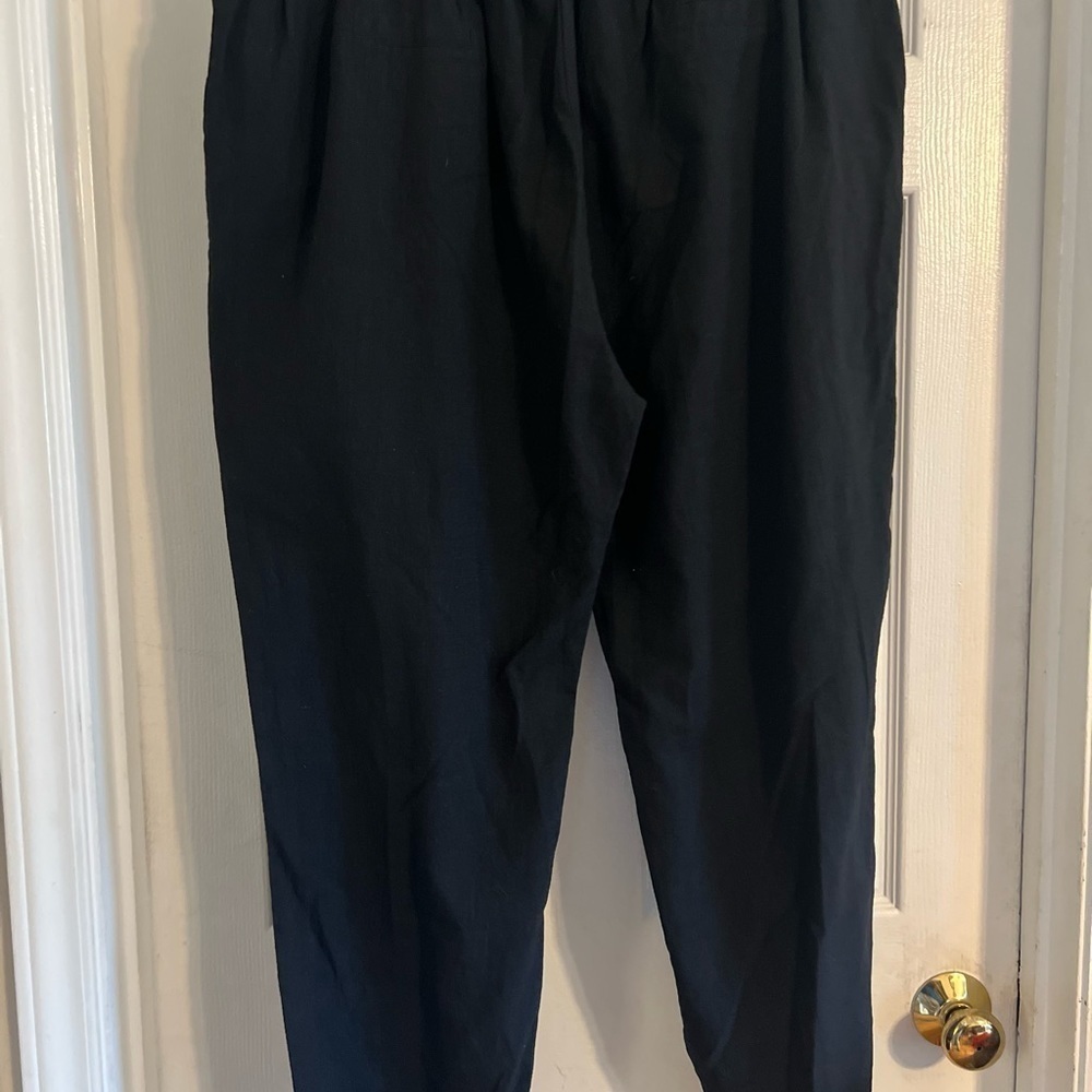 2X adjustable waist band,fitted ankle,black 85% cotton 15% linen trousers NWOT - Picture 7 of 7